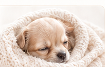 Sleeping Chihuahua puppy in a blanket
