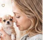 Woman holding a Chihuahua puppy
